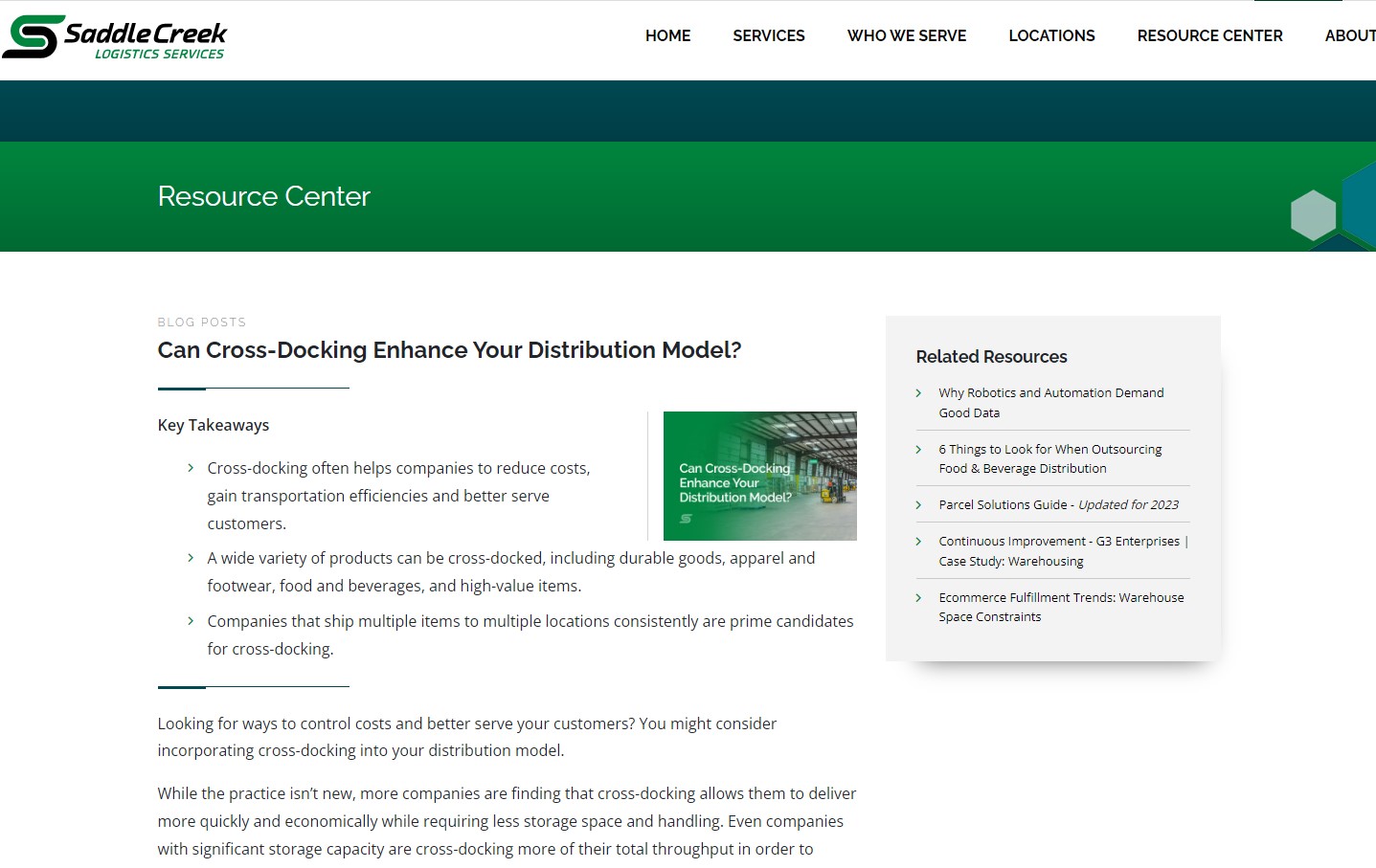 Cross-Docking Research